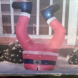 Vtg Christmas Inflatable 3.5 Feet Lights Up Holiday Home Santa Legs